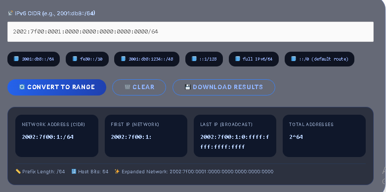 ipv6 to ip range example 1