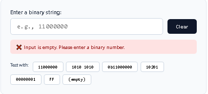 binary input validator