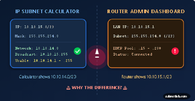 Subnet calculator vs router mismatch