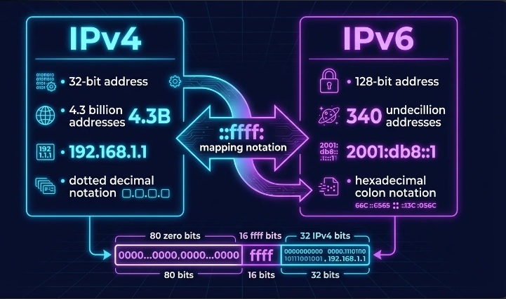 IPv4 vs IPv6 mapping notation